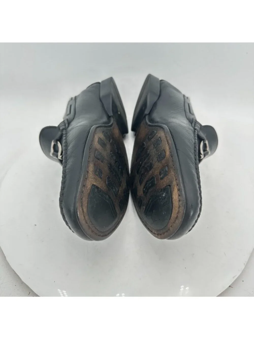 Salvatore Ferragamo Men Size 8 2E Black Leather Horsebit Loafer Dress Shoes
